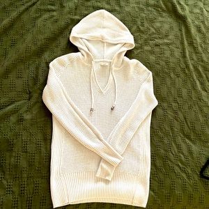 Sonoma cream knit sweater with a hood.